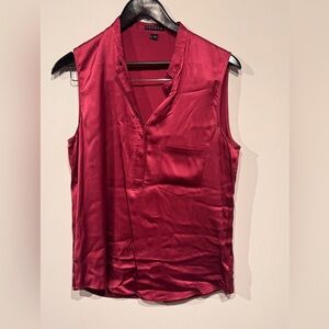 Theory Sleeveless Satin V-Neck Women's Top in Deep Wine